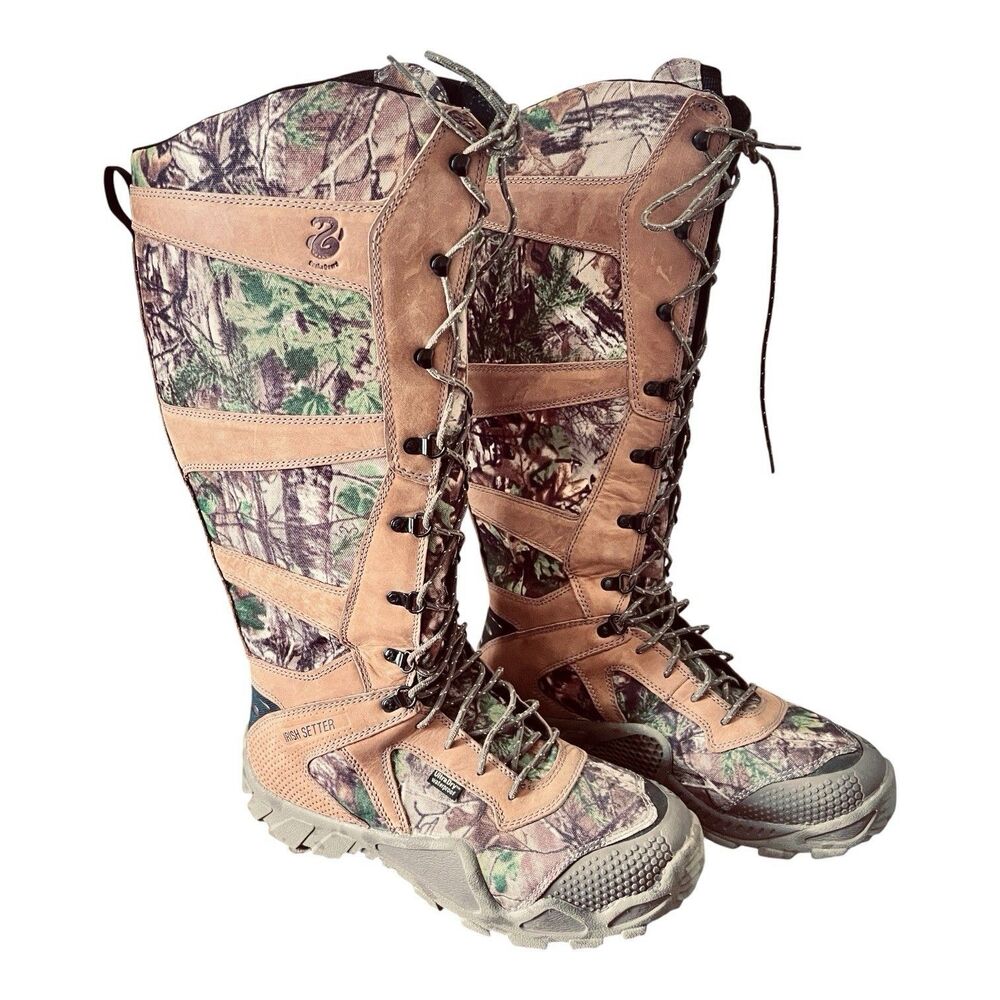 Irish Setter Hunt VaprTrek Snake Boot Sz 12 Tie Up 17” Waterproof Scent Ban New